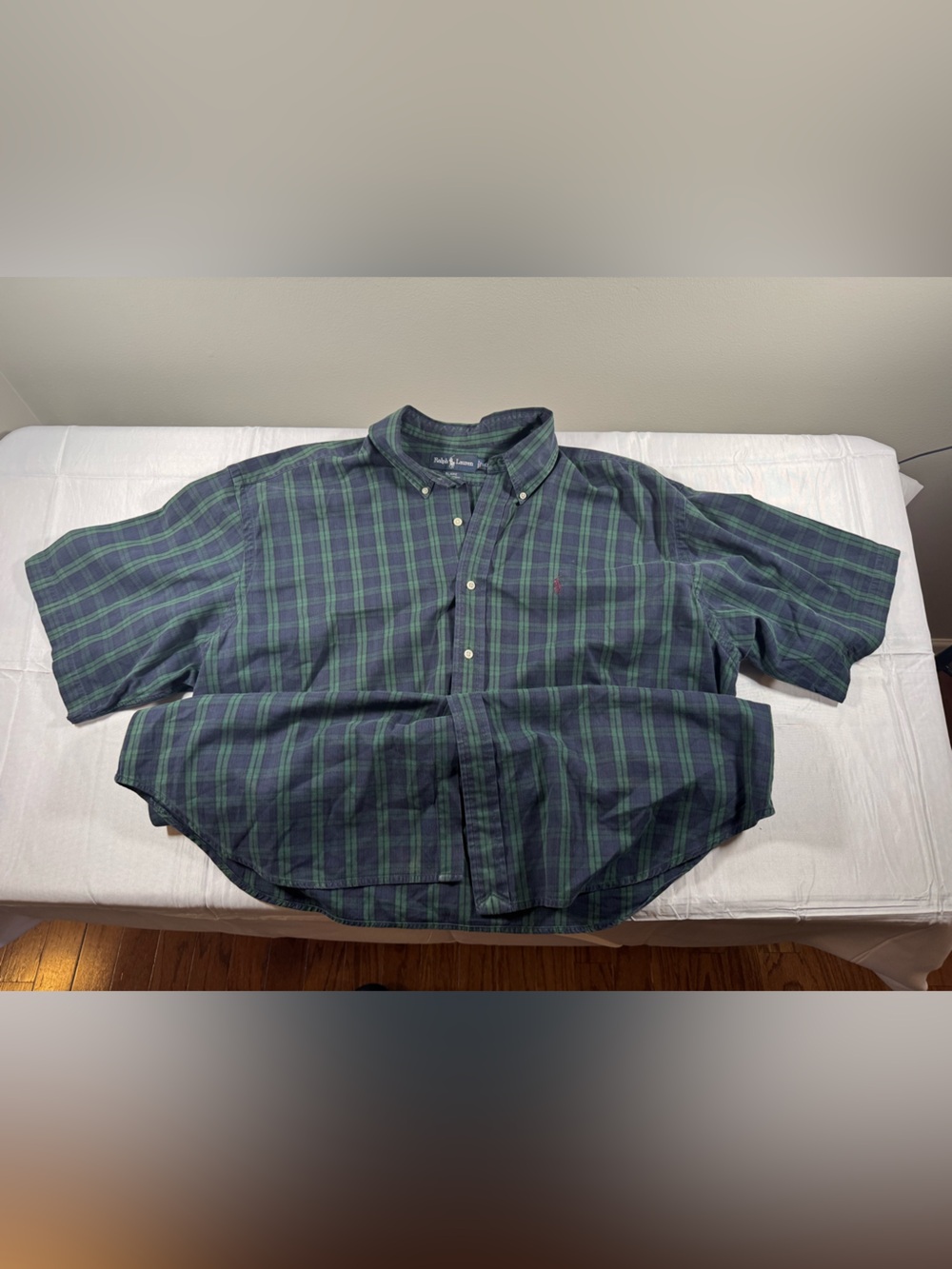 Polo by Ralph Lauren Navy and Green Plaid Short-Sleeve Button-Down Shirt